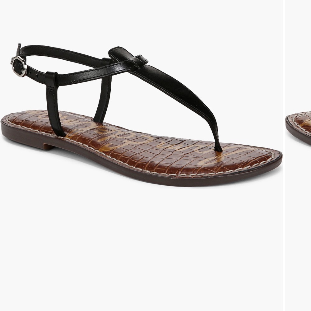Sam Edelman Black and Brown T-Strap Sandals